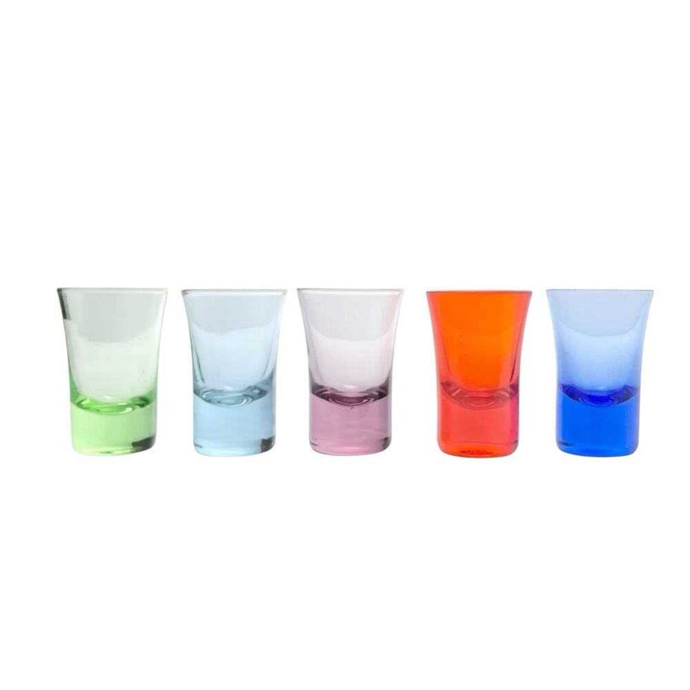 Set of 5 Contemporary Multicolor Liquor Dispenser Shot Glasses 2 3/4” 2oz